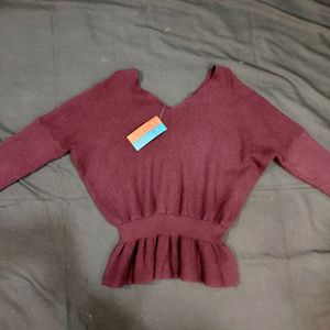 Korean Branded V Nack Winter Top For Girls