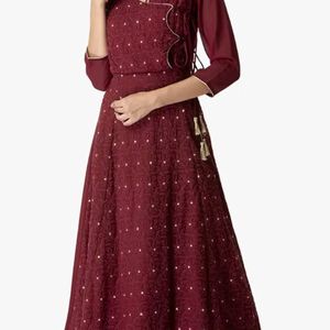 Indya Maroon Ethnic Dress