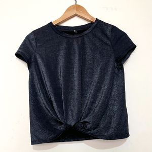 ONLY Black Knotted Shinny Top