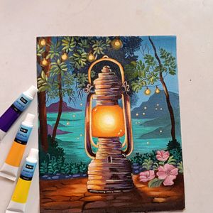 Lantern Painting On Canvas Sheet