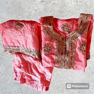 Coral Pink Gota Patti Kurta Pant & dupatta