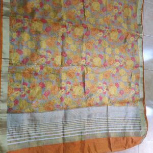 Art Silk Floral Musturd Color Saree For Sale