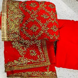 Red Bridal Suit With Golden Work