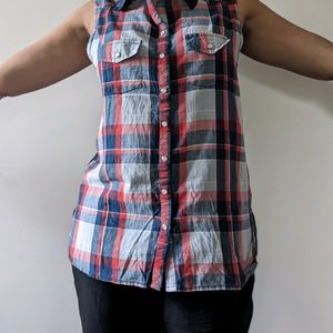 Check Shirt With Sheer Back