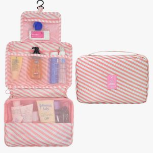 Canvas Stripped Cosmetics Bag