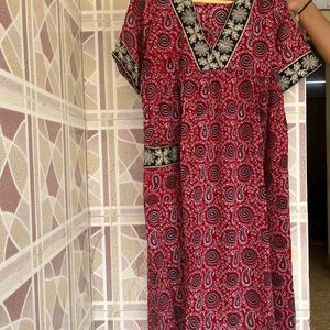 Red And Black Cotton Kurti