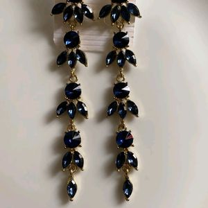 Beautiful Blue And Golden Party Wear Earrings.