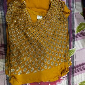 Mustard Colour Anarkali Kurta Size M