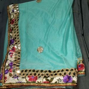 Light Blue Border Saree