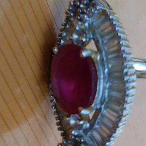 Gold Beautiful Ring With Dark Pink Stone