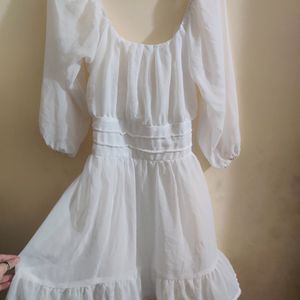 White Flared Mini Dress Size:L