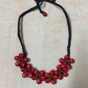 Boho Red Flower necklace