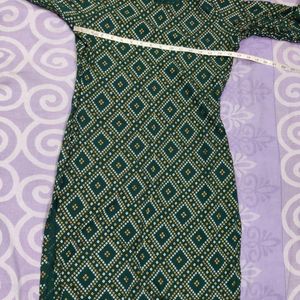 Green Printed Kurta With Sharara