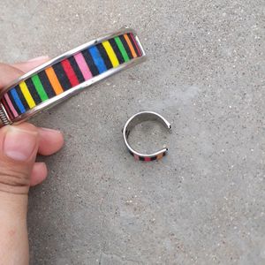 Multicolour Braclete With A Ring