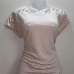 Gorgeous Beige Coloured Pearl Styled Top❤️