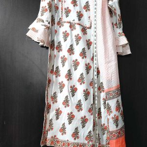 Off White Printed Kurta-Pant-Dupatta Set