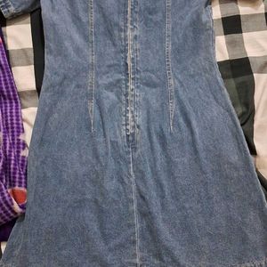 Short Sleeve Button Denim Dress For Women