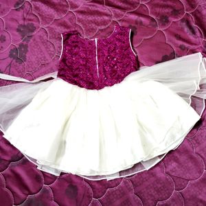 💟Cute Purple & Cream Frock💟