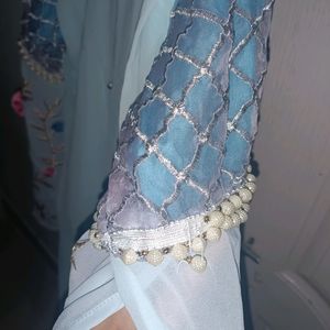 Sky Blue Kurti With Full Sleeves