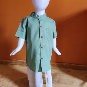 Cotton Shirt For Kids - Matcha Color