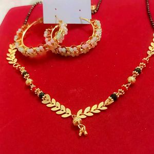 Beautiful Necklace Mangalsutra And Earrings