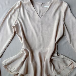 New Premium Silk Cream Peplum Korean Top