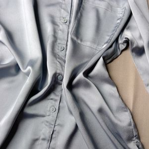 Premium MADAME Grey Silk Baggy Shirt