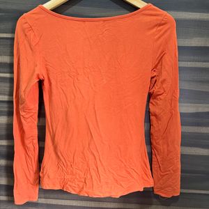 Deep Neck Orange Top