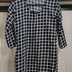 Black Grid Print Casual Wear