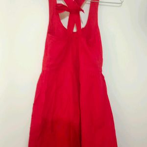 Red Dress With Bow Strip Dres