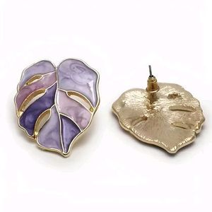 Purple Palm Tree Leaves Earrings