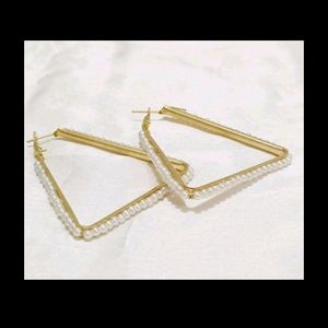 Triangle Pearl Attached  Earings