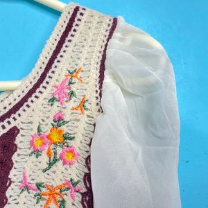 Womens Bohemian Embroidered Peasant Blouse