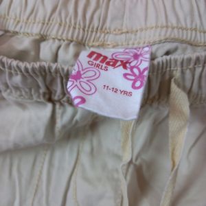 Beige Cargo Trousers For Girls