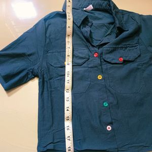 Crop Shirt With Colorful Buttons