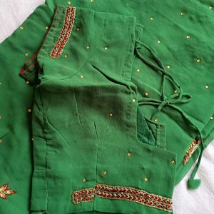 Green Red Saree