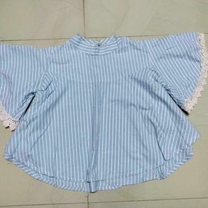 Blue White Stripes Cape Top