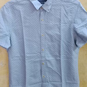 Zara Man Shirt Sky Blue Dotted Print