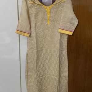 Beige Kurta With Designer Pants