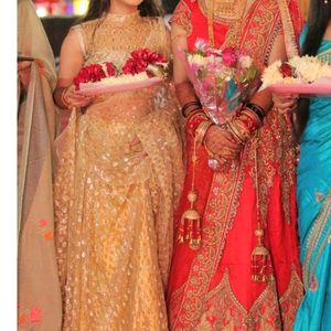 Beautiful Golden Lehenga With Heavy Worked