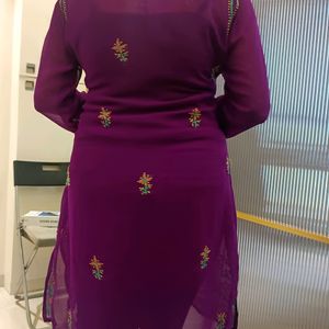 Purple Chikankari Kurti