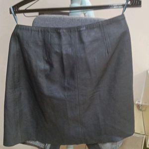 Grey Leather Skirt