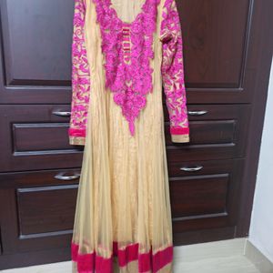 Flared Beige Pink Gown Or Anarkali