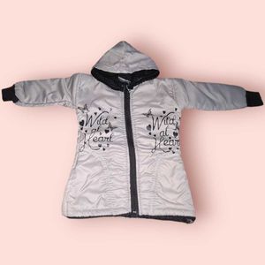 Jacket With Hoodie For Cute Baby Girl (Light Grey)