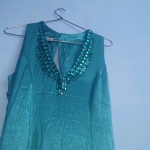 Sea Green Glass Work Party Gown