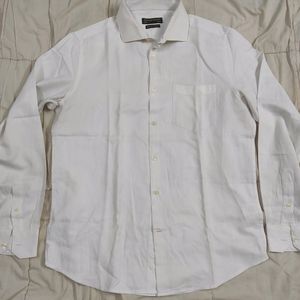 White Cotton blend Formal Full Sleeves Shirt