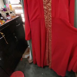 Its Red Colour Front Cut Long Kurta