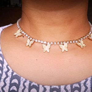 Butterfly Stone Gold Neckpiece/Chain