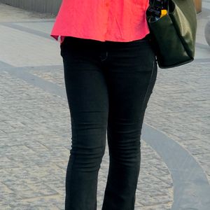 Pink Shirt + Black Jeans