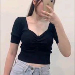 Pinterest Y2k Sweetheart Neck Black Crop Top